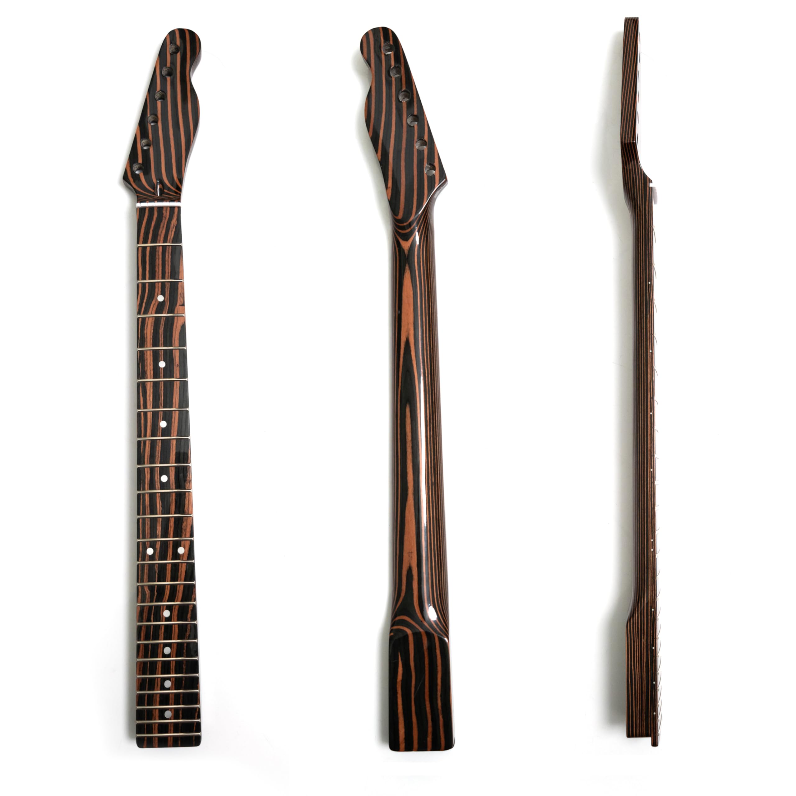 Zebra Wood Guitar Neck for Fender Telecaster Style, 22 Frets